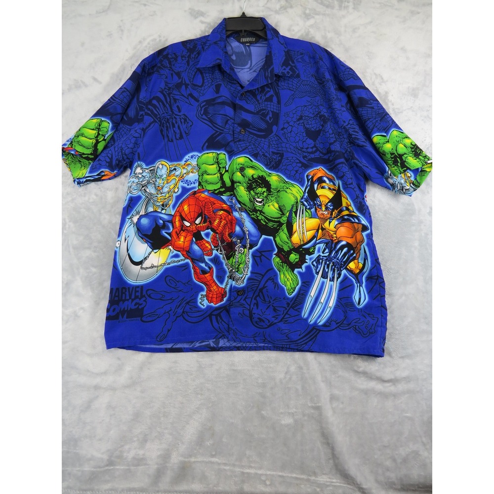 Marvel Comics Changes AOP Shirt XXL Spider-Man Hulk Wolverine Y2k vintage